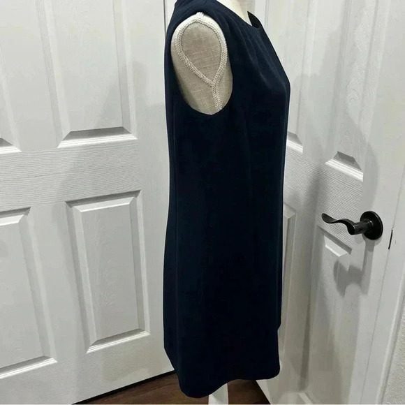 Adrianna Papell Navy Blue exposed zip back sheath mini dress with pockets - Picture 4 of 13